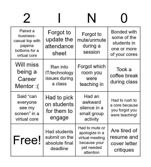2IN0 Themed Bingo! Bingo Card