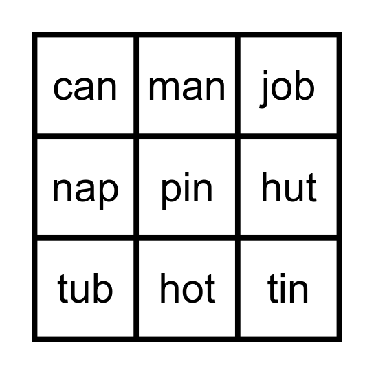 Ben Bug Bingo Card