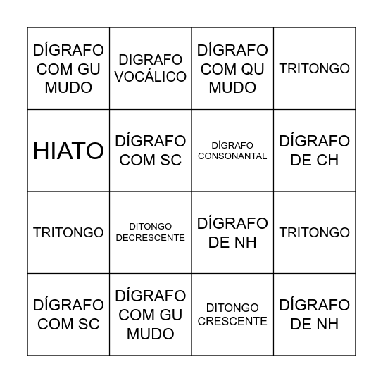 Bingo Fonológico Bingo Card