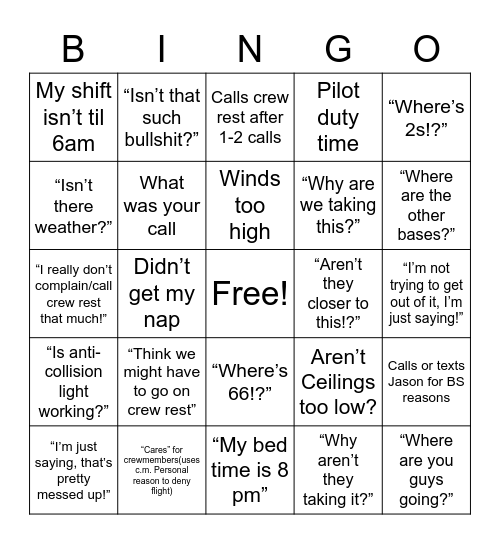 BOB BINGO Card