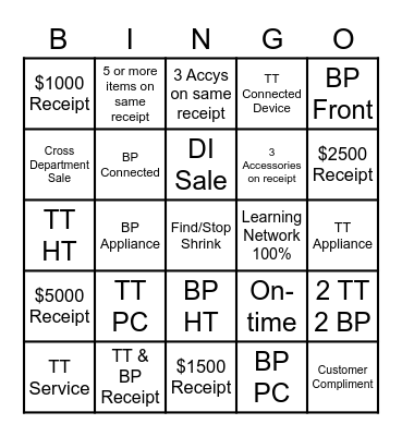 Best Buy Bingo Card