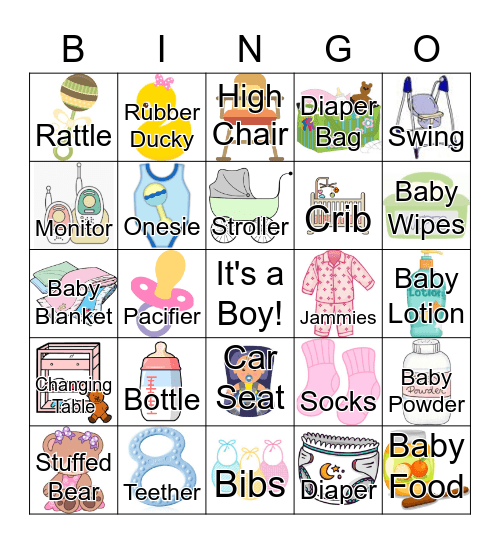 Baby Shower Bingo Card