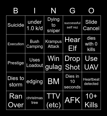 Big Puffer Warzone Bingo Card