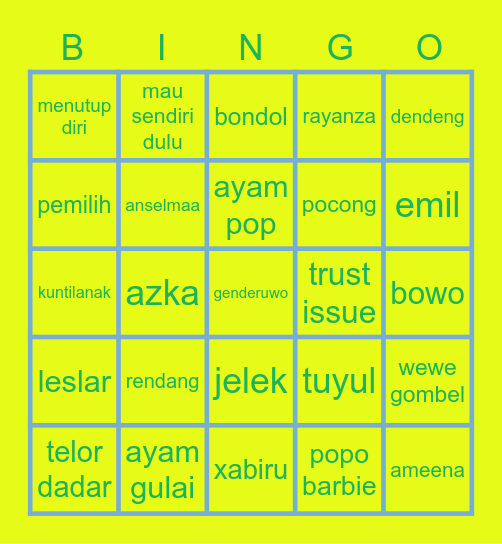 sikk Bingo Card