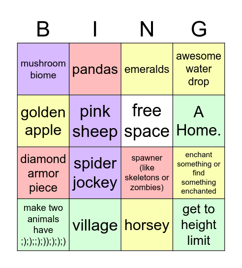 MIENCRATF Bingo Card