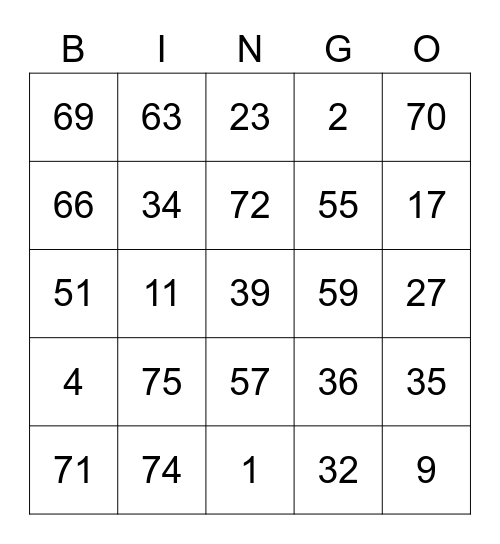 Torchic Round 1 [Numbers] Bingo Card