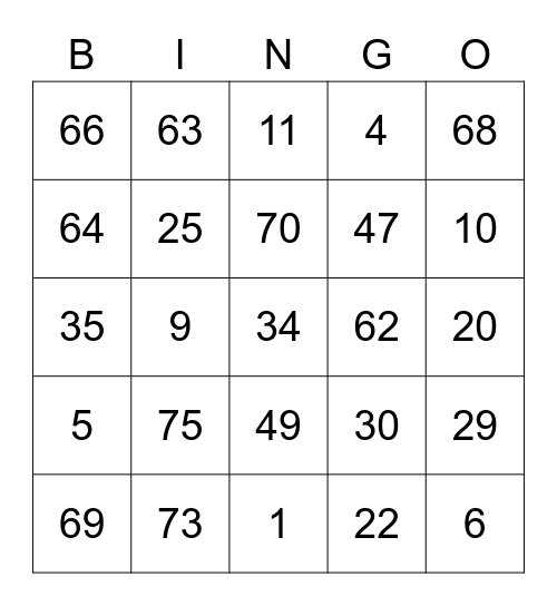 Skullplayer Round 1 [Numbers] Bingo Card