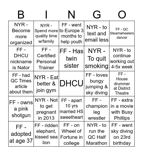 DHCU BINGO Card