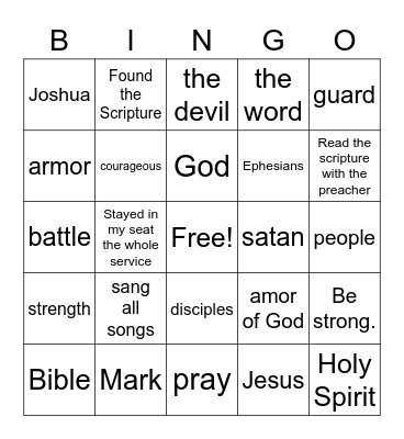 Sunday Sermon BINGO Card