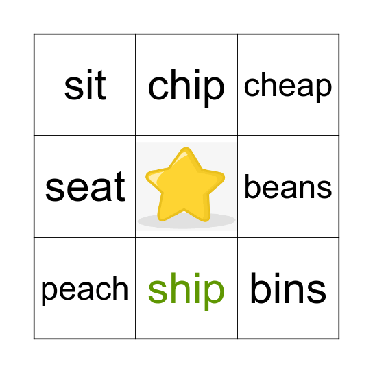 Minimal Pairs      /ɪ/ vs /i:/ Bingo Card