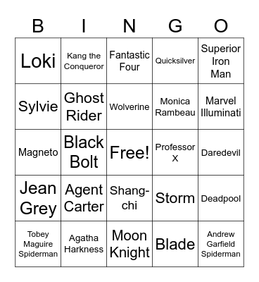 Dr. Strange Multiverse of Madness Bingo Card