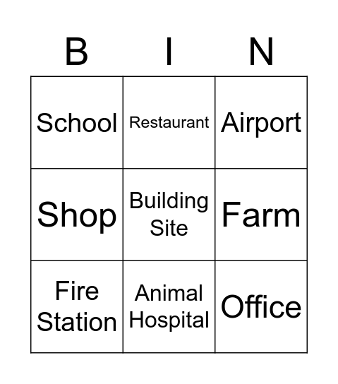 Workplaces Bingo Card