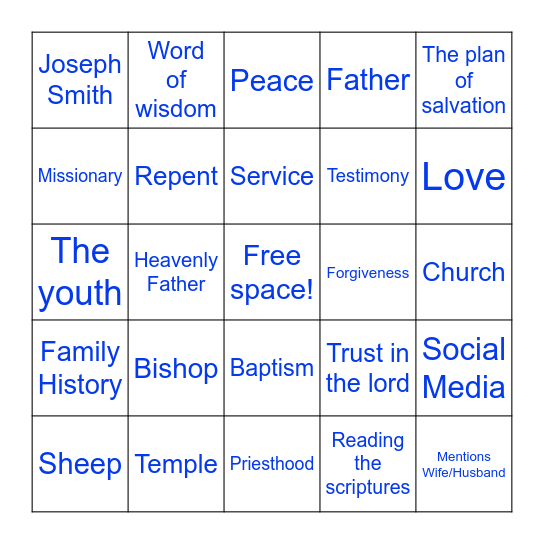 General Confrence Bingo Card
