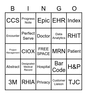 HIP Week 2022 Bingo Card