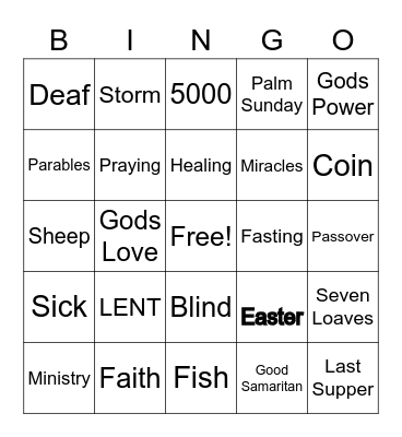 Bible Bingo Card