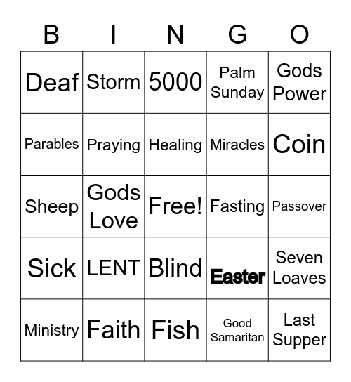 Bible Bingo Card