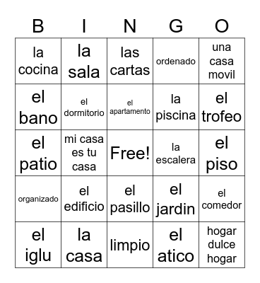 La Casa Bingo Card