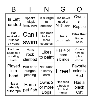 121 Facts Bingo Card