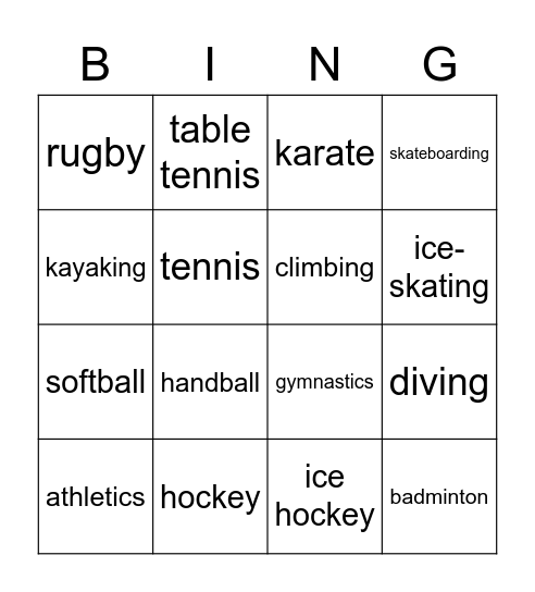 Sports bingo! Bingo Card