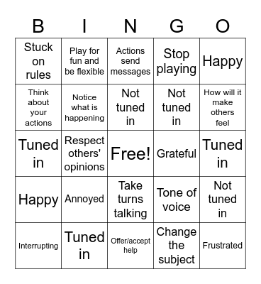 Tuning In Bingo Card