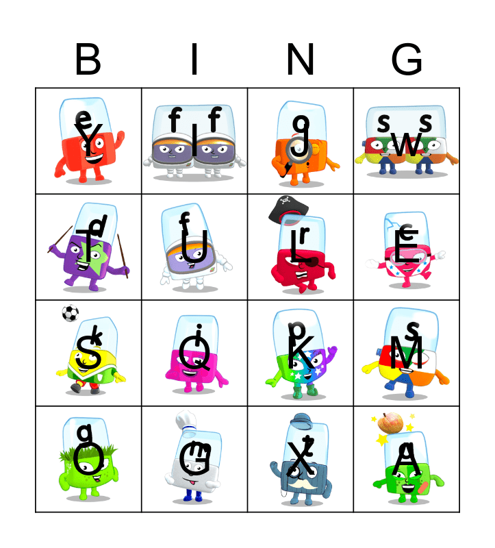 Alphablocks Phase 2 Bingo Card