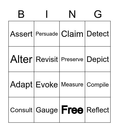 Context Clues BingO Card