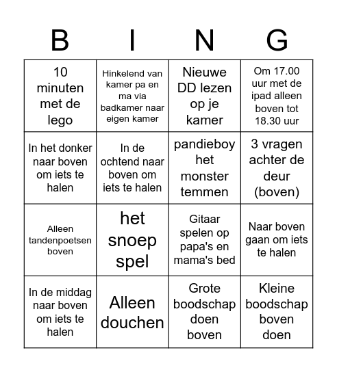 Alleen boven zijn Bingo Card