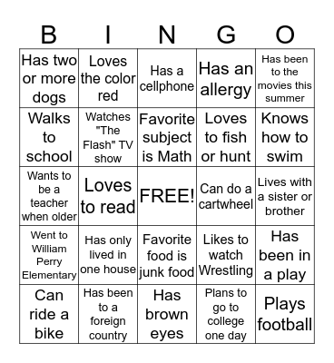 Find Someone Who Bingo Card