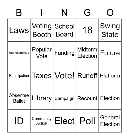 So You Think You Can Vote? Bingo Card
