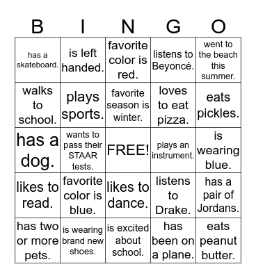 FIND SOMEONE WHO.... Bingo Card