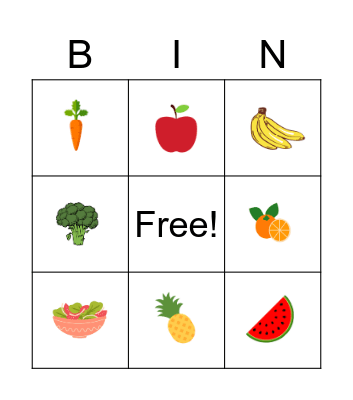 Healthy food! Bingo Card