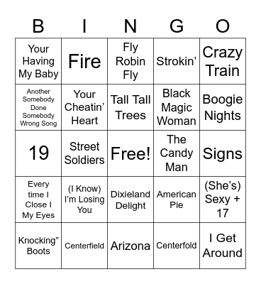 Old Timers Games Bingo Card