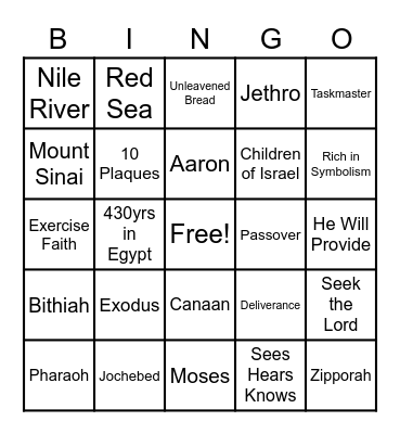 EXODUS ~ Let My People GO! Bingo Card