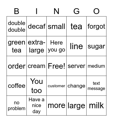 Later Coffee Time Bingo Card