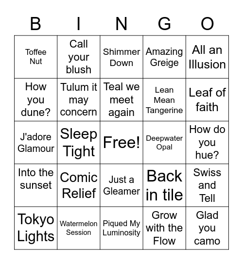 Spring 2022 Bingo Card