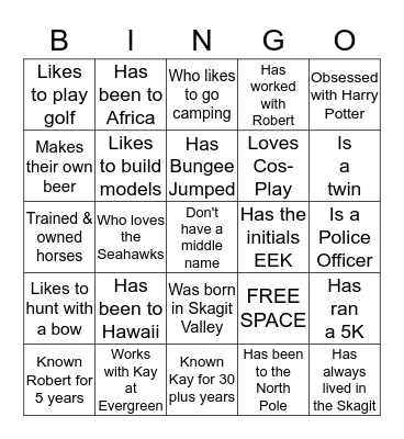 MR. & MRS. STEWART'S BINGO Card