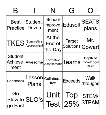 Faculty Meeting BINGO Card