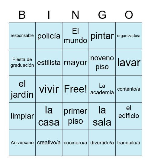 Spanish Bingo Card