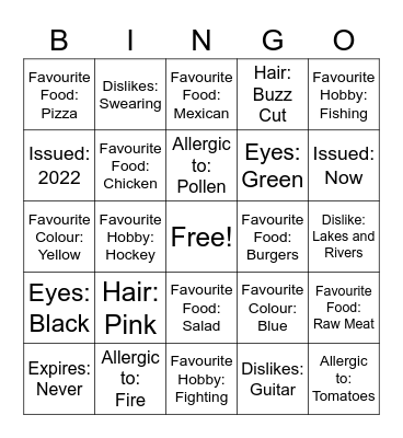 Fine Arts ID Card Bingo Card