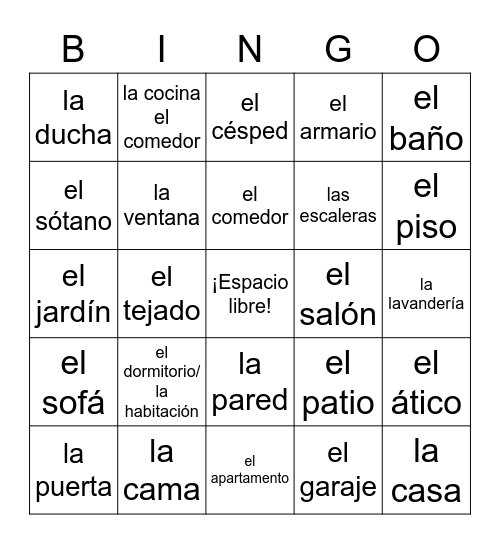 La casa Bingo Card