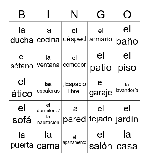 La casa Bingo Card