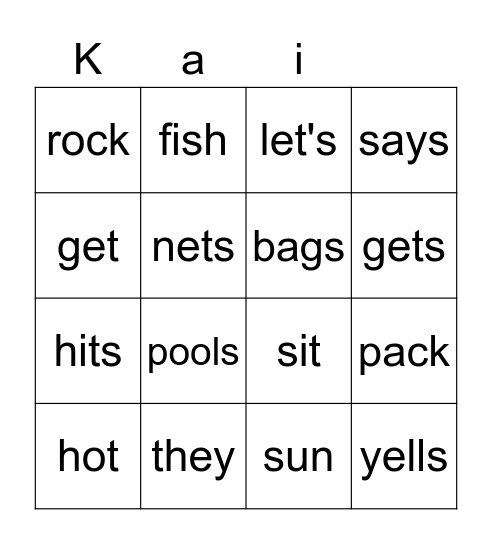 Wet Kai! Bingo Card