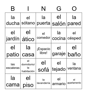 La casa Bingo Card