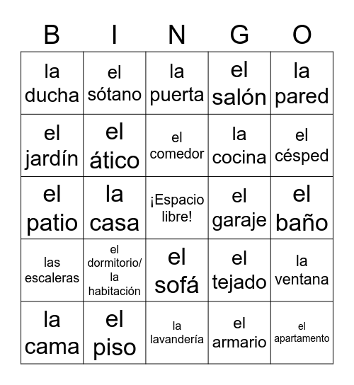 La casa Bingo Card