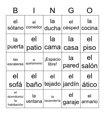 La casa Bingo Card