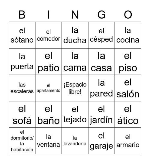 La casa Bingo Card