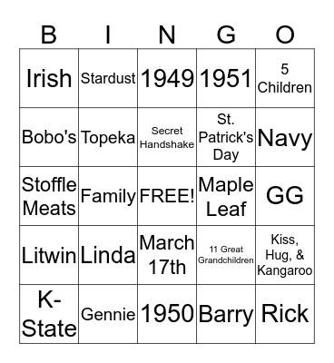 Magner Reunion  Bingo Card