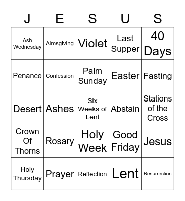 Lent Bingo Card