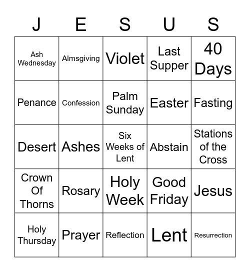 Lent Bingo Card