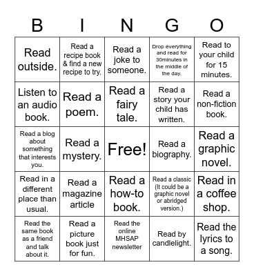 Parent Library Bingo Card